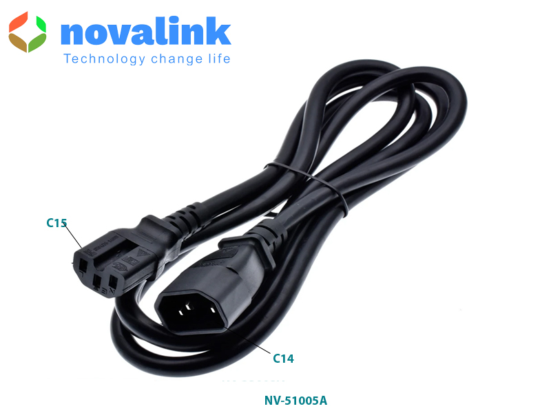 d&acirc;y nguồn C14 to C15 16AWG 2m m&agrave;u đen chịu nhiệt cao